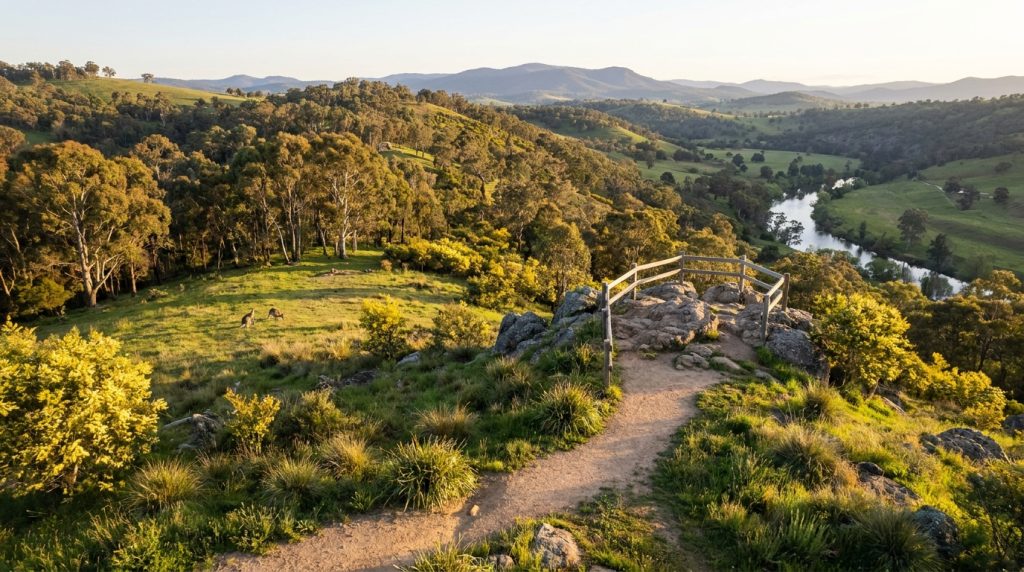 Natural landscape and walking trails near Yass, NSW